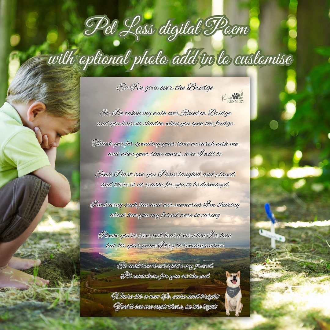 Pet Loss Poem With Option to Customize With Photo, Dog Loss, Cat Loss ...