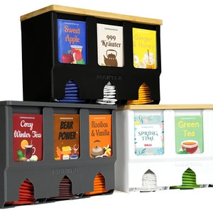 Tea box tea organizer storage tea bag dispenser for hanging wall black/white/gray kitchen