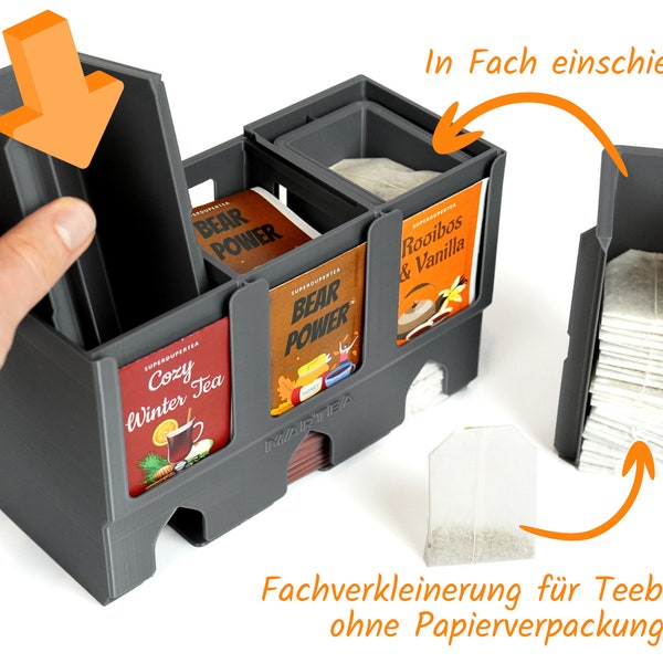 Einschiebbare Fachverkleinerung für Teeaufbewahrungen von UhlmannEngineering schwarz/weiß/grau Verkleinerung Zubehör Adapter Einleger