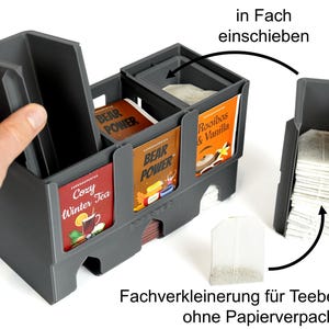 Fachverkleinerung für MARTEA Tee Organizer in schwarz/weiß/grau — Für unverpackten Tee ohne Papierverpackung