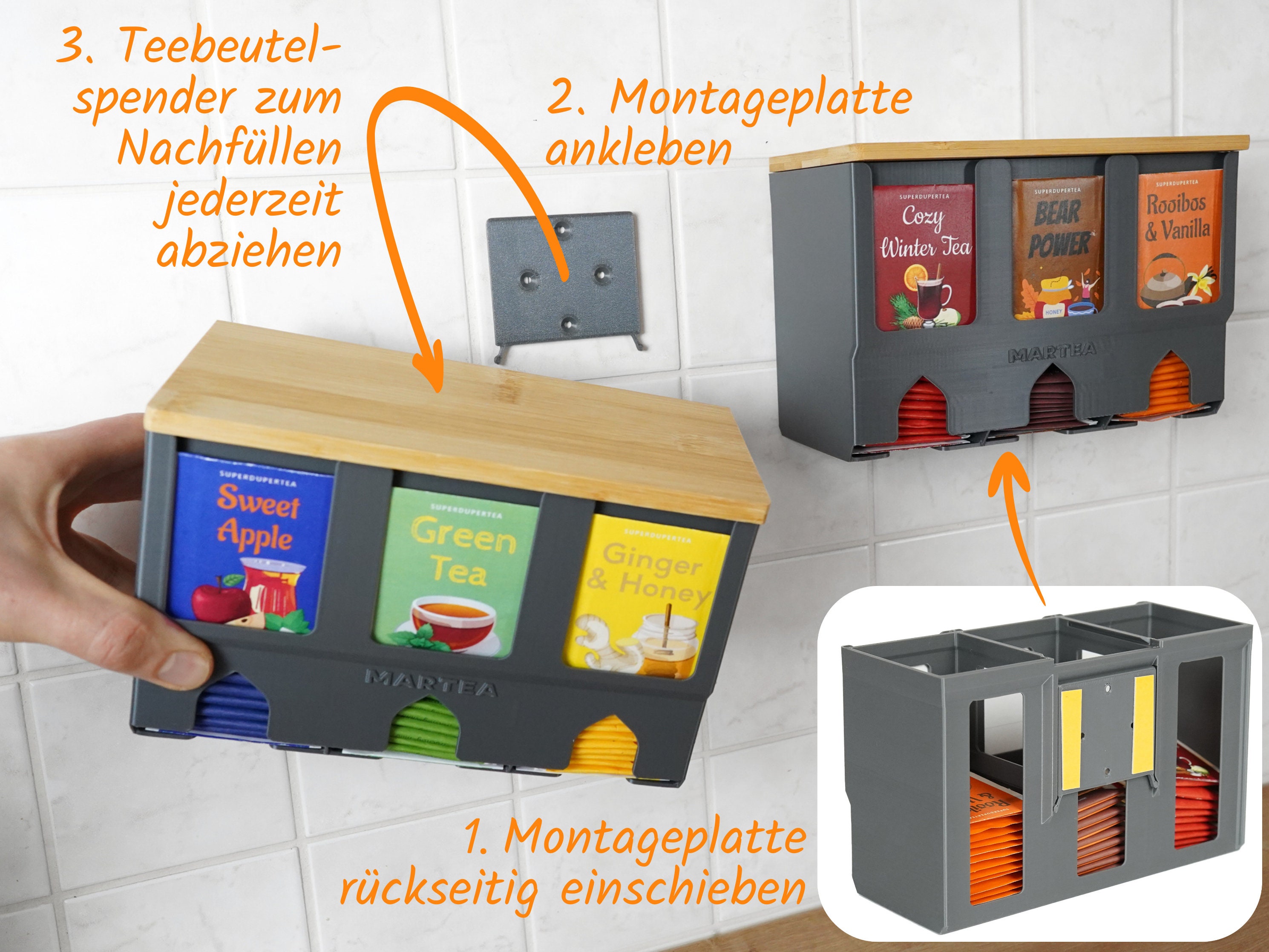 OTOTO Tea House – Teebeutel-Spender Aus Kunststoff, Weiß (19,1 X 8,9 X 8,9 Cm)