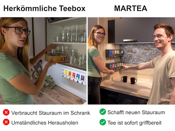 Teebox Wand, hngender Tee Organizer zur Wandmontage, hochkant MARTEA  Teebeutelspender, Kchen Teebeutel Aufbewahrung Regal (schwarz, wei) -  Etsy.de