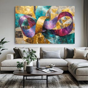 Colorful Abstract Wall Art Canvas, Modern Home Decor, Vibrant Art Print, Living Room Wall Decor, Unique Gift Idea, 1.25 Inch Stretched Frame