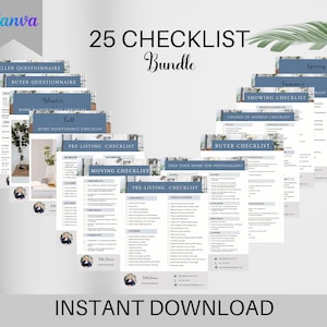 Seller Blue Luxury Real Estate Checklist BundleTemplate , Prep - Listing Template, Closing Day Checklist ,Editable Digital Real Estate