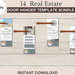 Real Estate Door Hanger Bundle | Realtor Door Knocking | Real Estate Farming | Neighborhood Flyer | Real Estate Marketing | Door Tag | Canva