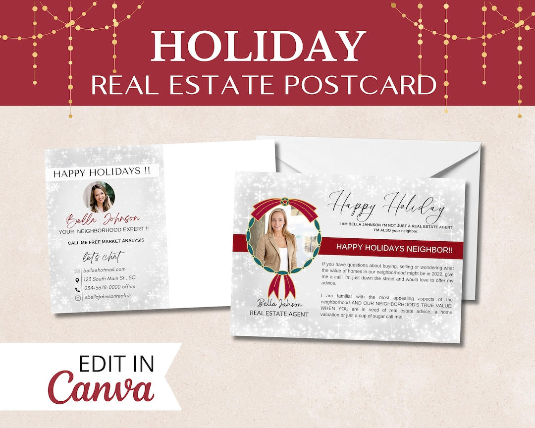 Real Estate Holiday Postcard ,real Estate Christmas Card,real Estate