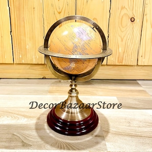 Vintage Messing Antique Marine Table Top Sphere Globe Weltkarte Nautische Dekor Artikel Geschenk Runde Armillar Rotierender Büro Dekor