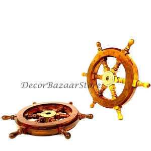 12&quot;  Vintage Wooden Wheel Gift Item Wall decor / Marine Ship Boat Wheel / Steering Wheel Gift Office Wall Decor