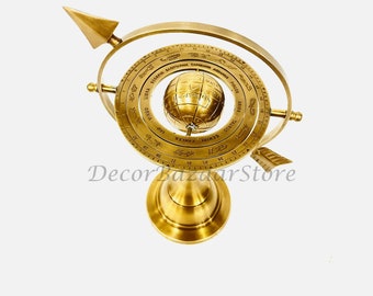 10&quot; Nautical Vintage  Armillary Astrobal Sphere Arrow Sign Armillary Home Decor / Vintage / Gift / Office Decor  Solid Brass Globe  Gift