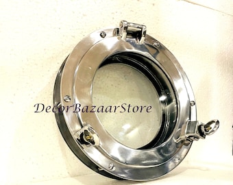 12&quot; Porthole Ship Window Porthole Glass - Porthole marine Chrome Finish Cabin Wall Decor - Aluminium Round Knob Lock Porthole  Decor / Gift