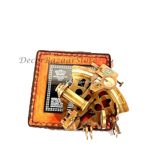 5&quot; Antique Nautical Sextant Brass With Leather Box Marine Vintage Gift Sextant / Best Gift / Gift item Kelvin & Hughes / 1917 / sextant Gift