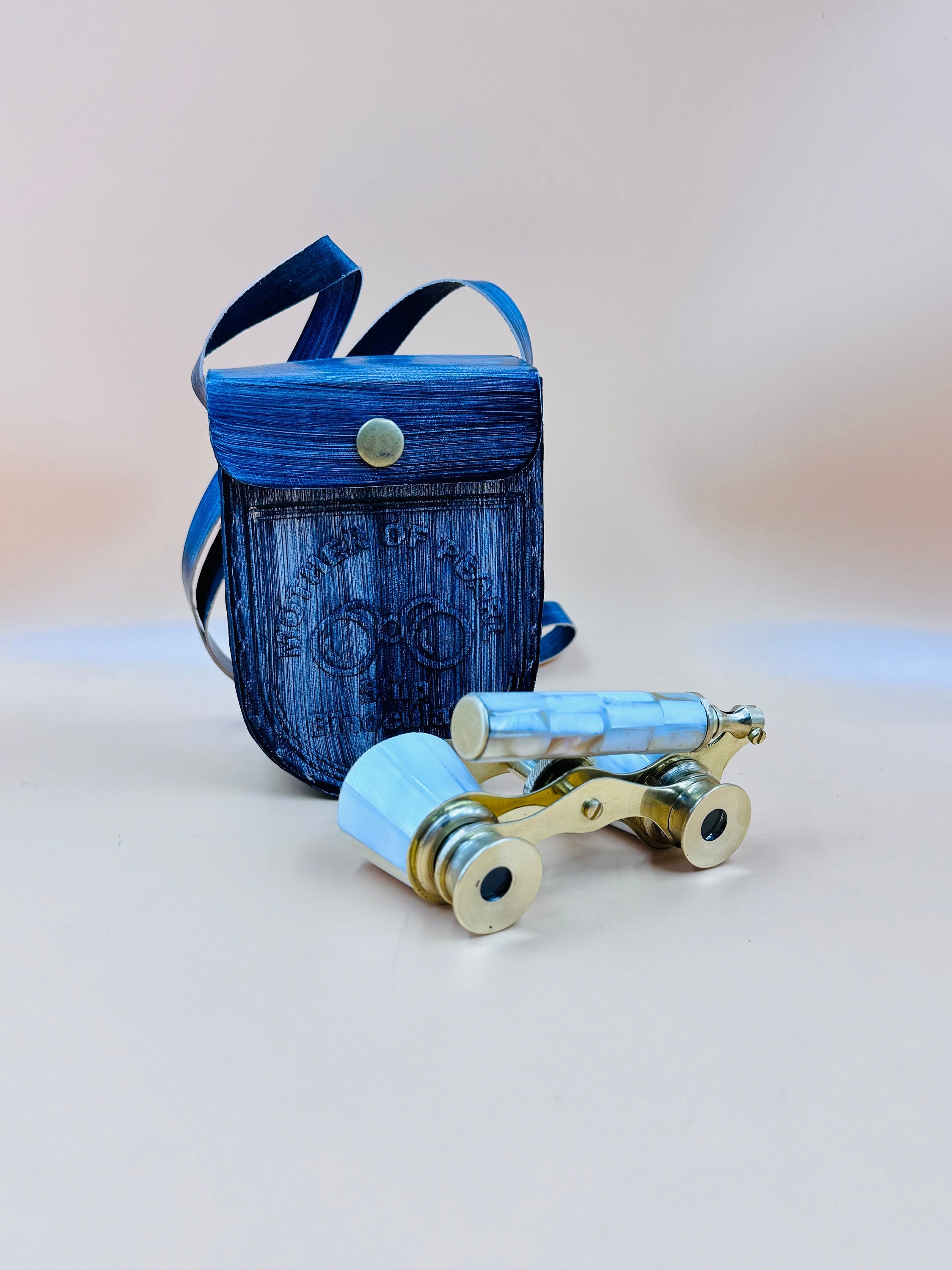 Marine Brass & Mother of pearl La Dauphin Opera Glasses Seep Binocular With Leather Case Best item Maritime Gift for Him