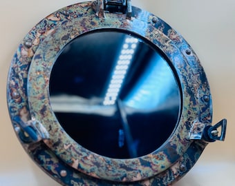 Nautical Vintage Aluminium Copper Rust Porthole Mirror / Home & Decor  Design porthole Gift item / Hanging Mirro Decor Porthole