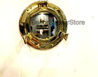 Brass Decor Bazaar Porthole Wall Decor 8 Inch Window Nautical Home Decor Entry Wall Decor Porthole Brass / Gift/Mother Gift/ Fully Brass
