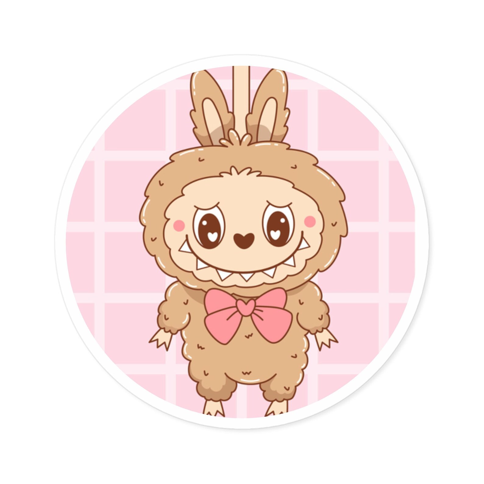 Round Stickers, Brown Labubu Cute Sticker - Adhesive Decal for Laptop ...