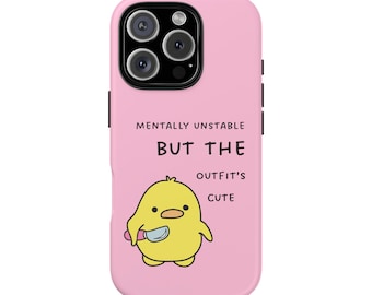 Tough Cases, Cute Rubber Duck Phone Case for iPhone, Samsung Galaxy - Pink Meme, Fun Phone Cover, Protective Rubber Duck Case
