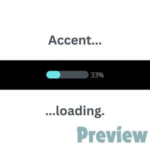Op de afbeelding: Een voortgangsbalk met een blauwe accent is 33% voltooid. De tekst "Accent... ...laden. Voorbeeld" wordt onder de voortgangsbalk weergegeven.
