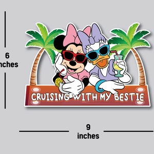 Cruise Magnets Decor, Minnie and Daisy, Personalized Magnets, Cruising with my Bestie, Girlfriends Cruise, Sisters Cruise magnet,