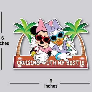 Imanes para puerta de crucero de Minnie y Daisy, imanes personalizados, crucero con mi mejor amiga, crucero de amigas, imán de crucero de hermanas.