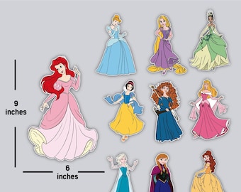 Princess Cruise Magnets, Ariel, Cinderella, Elsa, Tiana, Snow White, Rapunzel, Belle, Anna, , Aurora, Merida, Princess magnet, Birthday