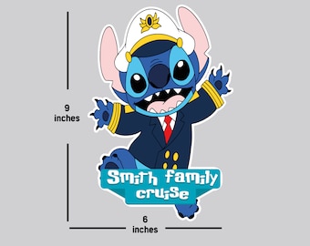 Stitch Captain, Cruise Magnet, Cruise Door Magnets, Family Cruise, Personalized Magnet, Happy Birthday Cruise Magnet, Stitch Cruise Magnet