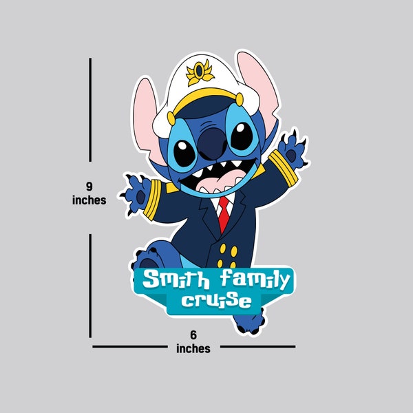 Stitch Captain, Cruise Magnet, Cruise Door Decor, Family Cruise, Personalized Magnet, Happy Birthday Cruise Magnet, Cruise Magnet Decor