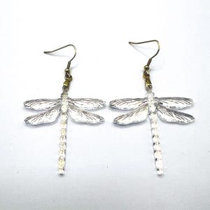 Iridescent Dragonfly Dangle Earrings: Handmade Cottagecore Jewelry
