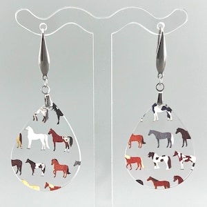 Fun horse earrings, animal earrings, horse lover gift for equestrian, country girl earrings, horse jewelry, rodeo earrings, gift for her
