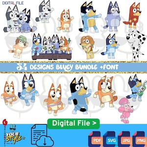 Mega Blauer Hund Png-Bundle, Blauer Hund Geburtstags-Bundle Blauer Hund Familie Png-Dateien, Png für Shirts, Geburtstag Png, Clipart Png, digitaler Download