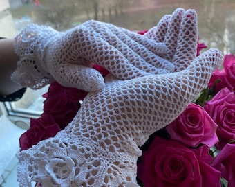 Handmade crochet gloves