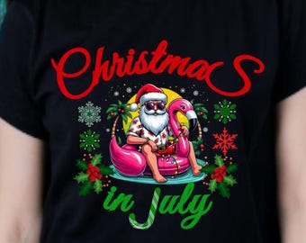 Papá Noel tropical PNG: Navidad en julio, ambiente veraniego (Descarga digital)