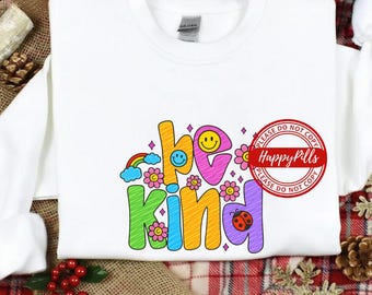 Be Kind PNG: Retro Sublimation Design (Digital Download)