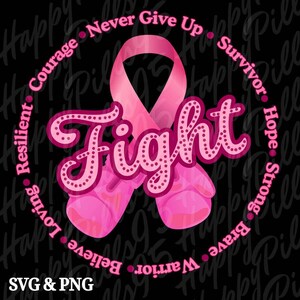 Breast Cancer Warrior PNG SVG: Pink Ribbon Design (Digital Download