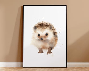 Cute Hedgehog Art, Nursery Hedgehog Print, Baby Animal Wall Art, Nursery Room Decor, Childrens Bedroom Decor, Woodland Prints, Kids Room Art