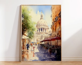 Rome Print, Italy Travel Print Watercolour Art, City Wall Decor, Travel Gift, Rome Poster Print, Housewarming Gift, Anniversary, Download
