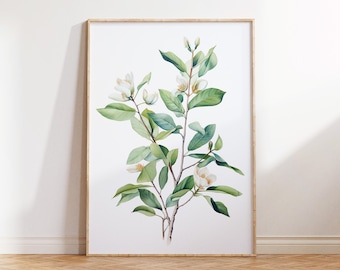 Botanical Wall Art, Botanical Print, Green Flower Prints, Plant Wall Art, Gift for Friend, Housewarming Gift, Living Room, Kitchen, Bedroom