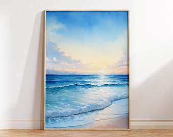Ocean Waves Print, Beach Wall Art Print, Coastal Wall Art, Beach Poster, Nautical Print, Ocean Wall Art, Bathroom Beach Art, Beach Decor