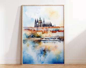Prague Travel Print, Prague Wall Art, Prague Poster, Watercolor Art, Prague Gift Idea, Housewarming Gift, Prague Engagement Gifts, Unframed