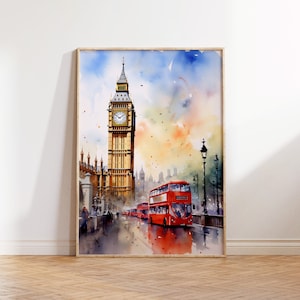 London Travel Print, London Poster, London Wall Art, London England Art, England Wall Decor, UK Cityscape Print, Travel Gift, Wedding Gift