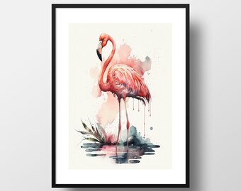 Pink Flamingo Print | Tropical Wall Decor | Flamingo Print | Pink Flamingo Wall Art | Animal Wall Art | Living Room Print | Tropical Print