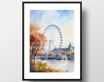 London Art Print, London Wall Art, London Poster, London Travel Print, Big Ben Print, London Eye Poster, England Art Print, Wedding Gift