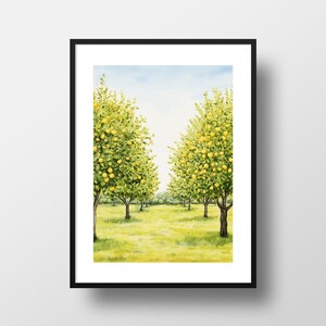 Yellow Lemon Tree Print | Lemon Art | Kitchen Print Decor | Lemon Wall Art | Fruit Illustration | Housewarming Gift | Food Poster | A5 A4 A3