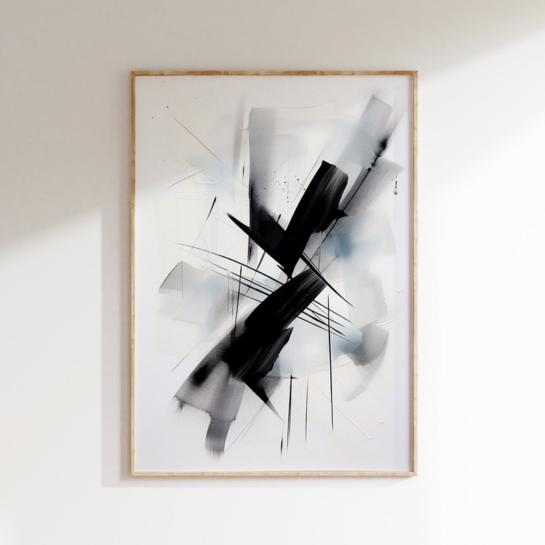 Abstract Black and White Art Prints, Modern Abstract Art, Living Room
