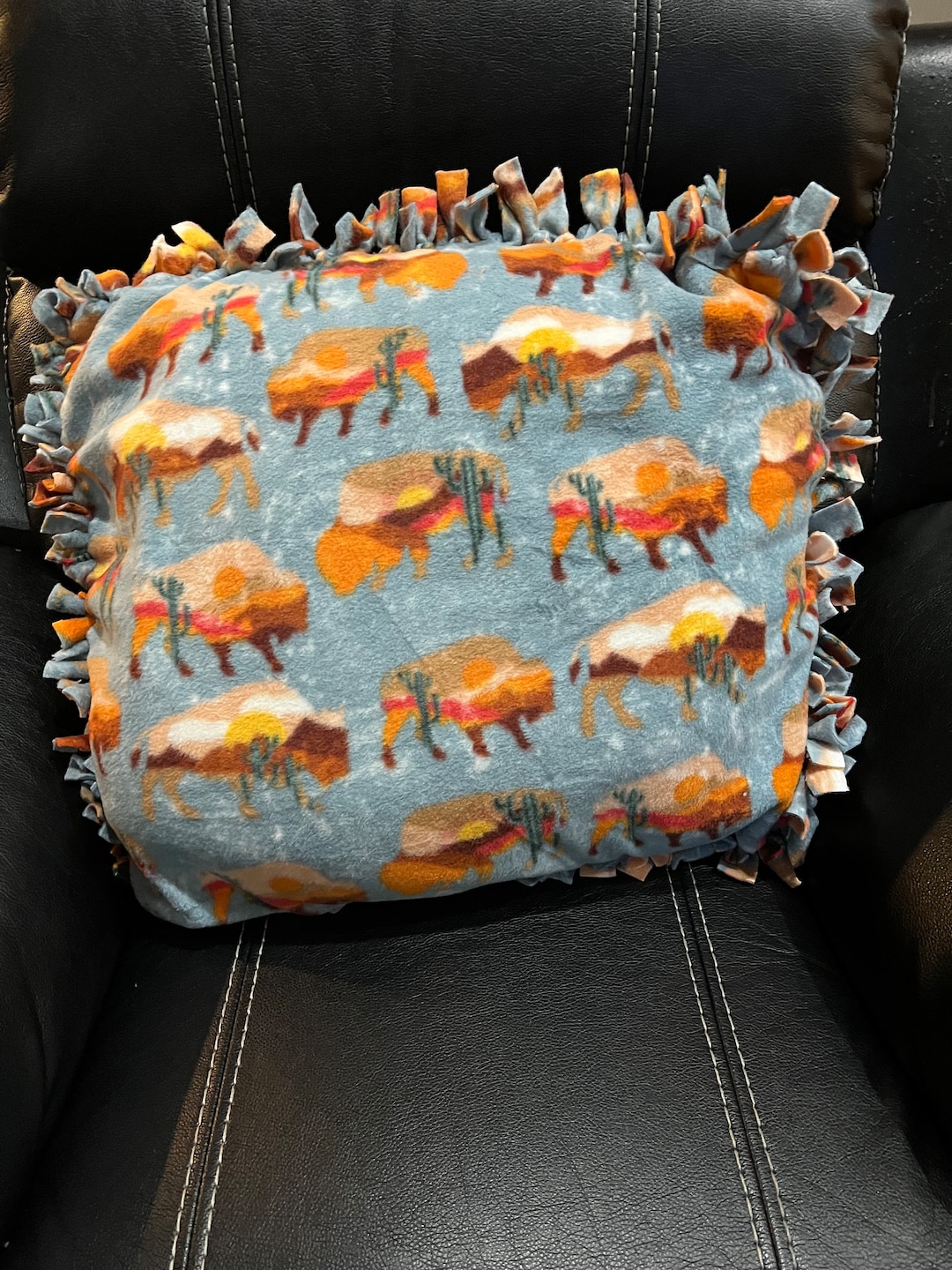 Desert Buffalo No Sew Fleece Pillow Etsy