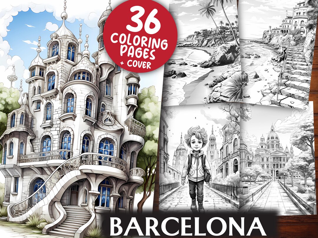 Barcelona Travel Coloring Pages for Adults and Kids 36 Geography