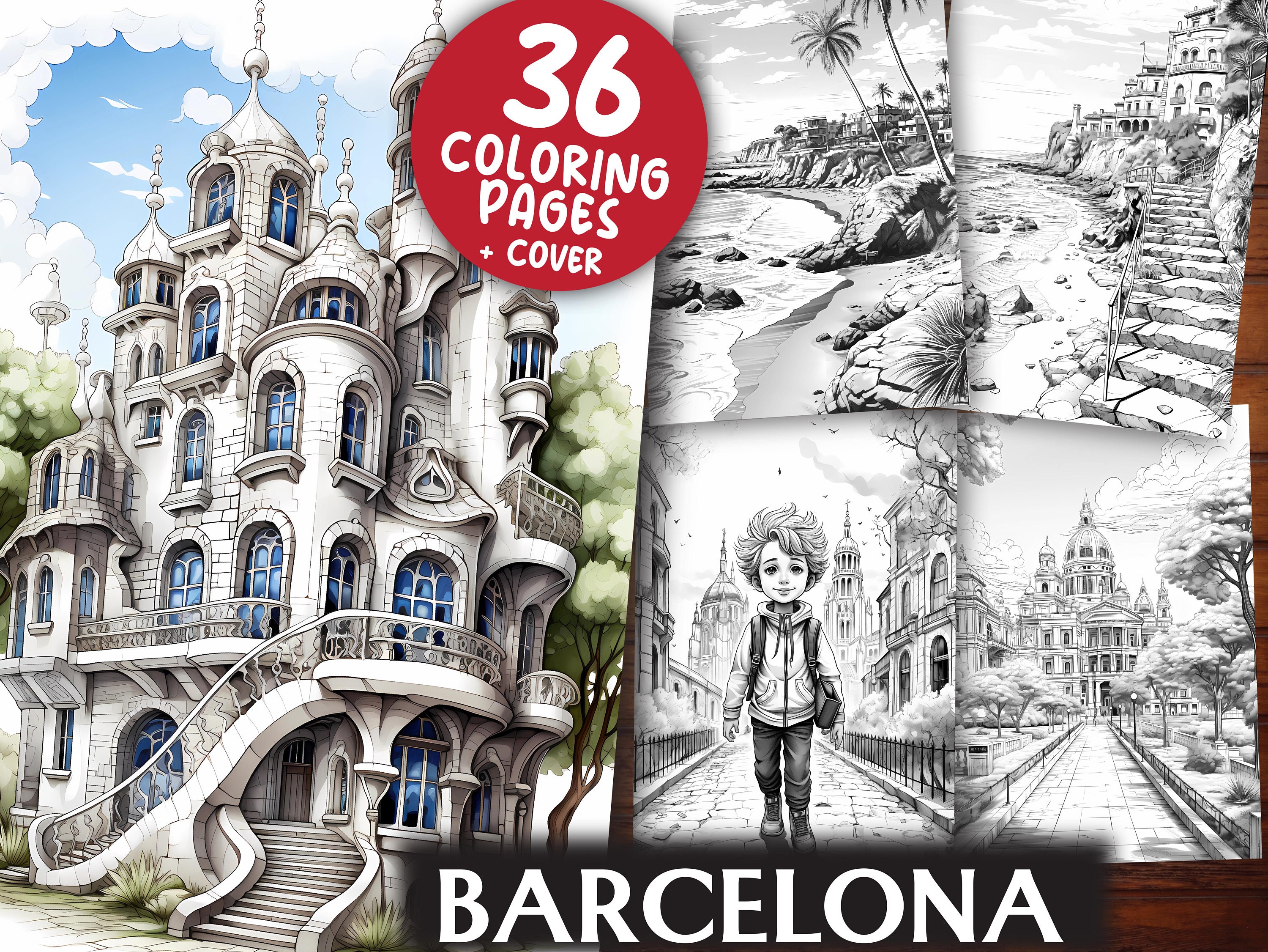Barcelona Travel Coloring Pages for Adults and Kids 36 Geography