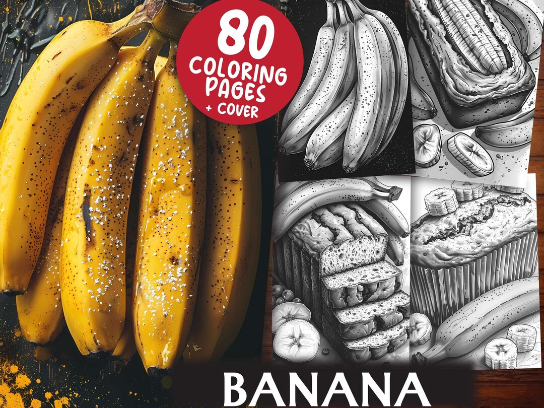 Bananen Malvorlagen - 80 Graustufen PDFs zum Ausdrucken - Lebensmittel ...