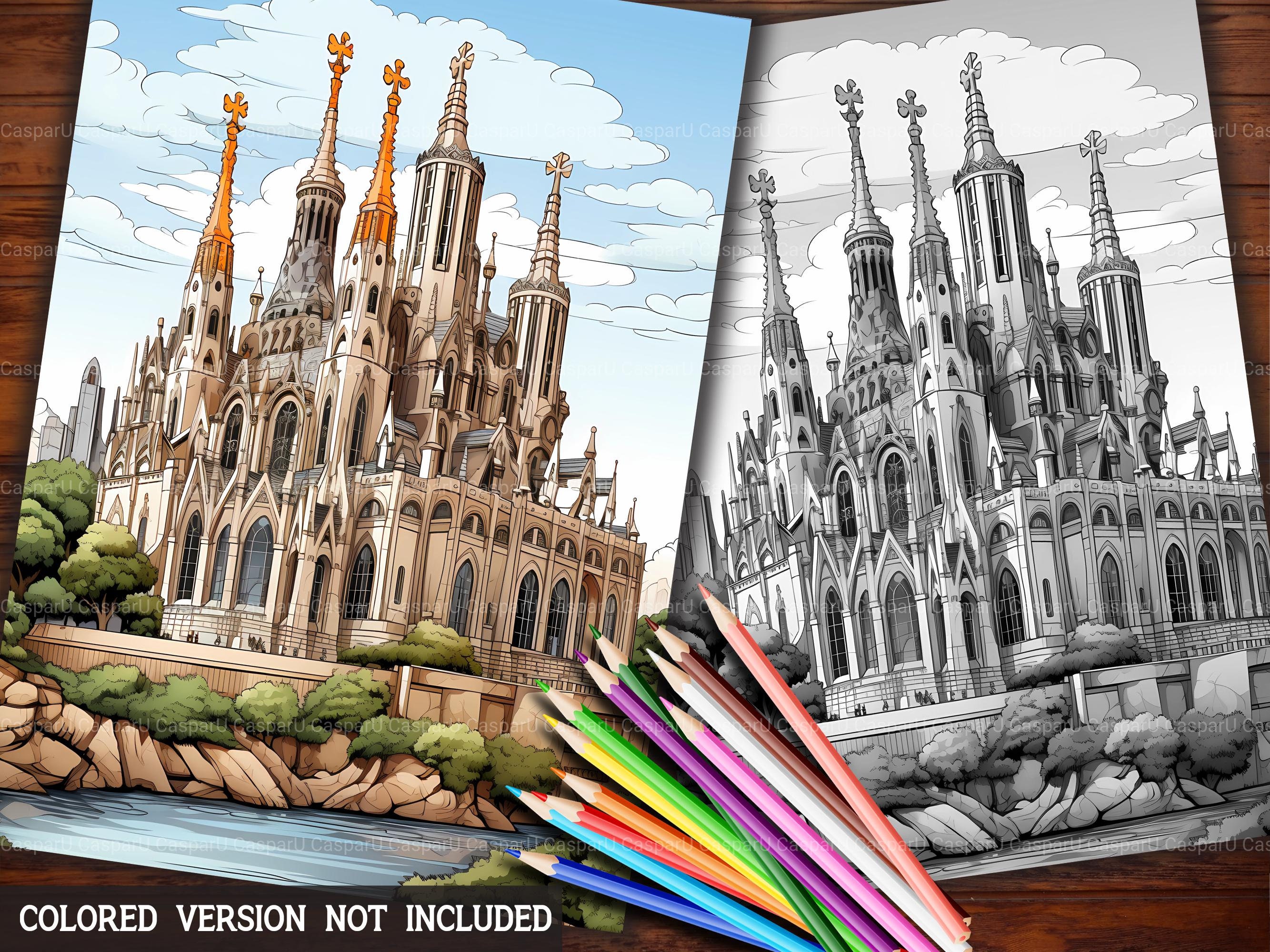 Spain Travel Coloring Pages for Adults and Kids 32 Geography Grayscale
