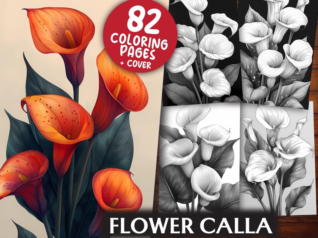 Flower Calla Coloring Pages - 82 Grayscale & Light Printable Pdfs ...
