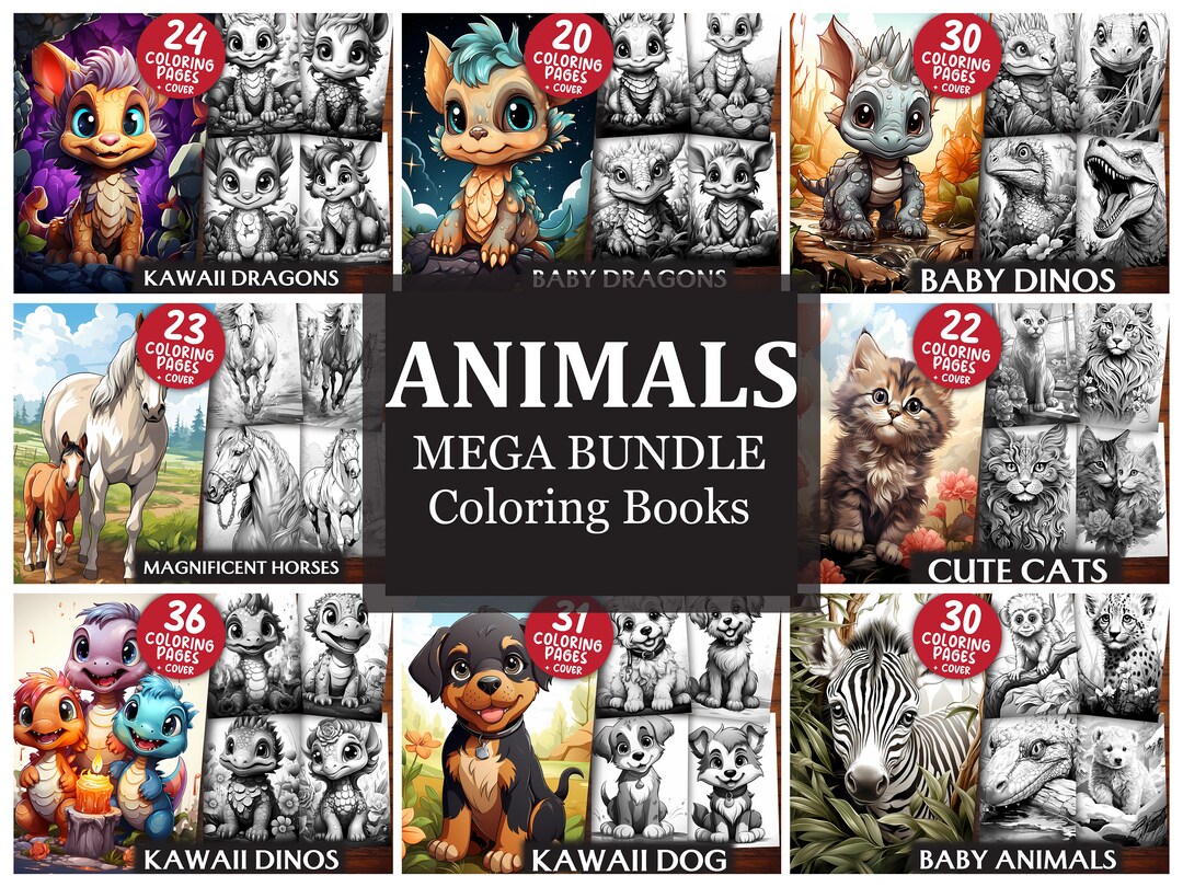 MEGA BUNDLE Animals Coloring Pages for Adults and for Kids 215